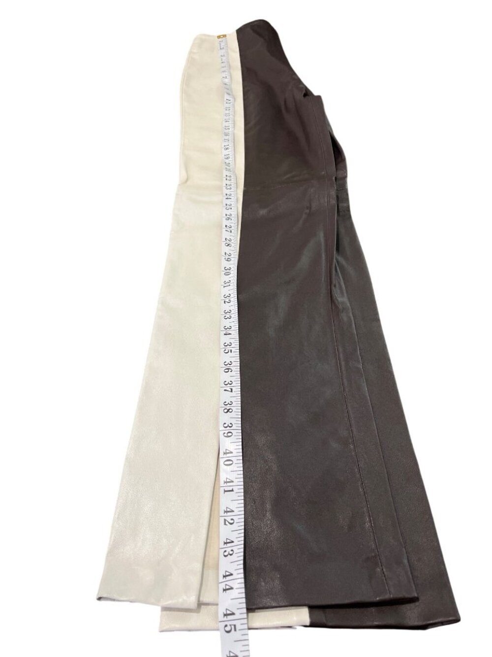 LAcademie Womens Size L The Hanriette Leather Pant Brown Cream Two-Tone - Picture 8 of 10